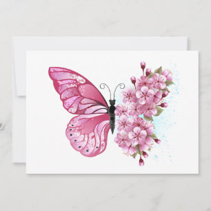 Bloemvink met roze Sakura Notitiekaartje