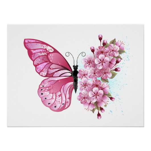 Bloemvink met roze Sakura Perfect Poster (Voorkant)