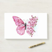 Bloemvink met roze Sakura Post-it® Notes (Op bureau)