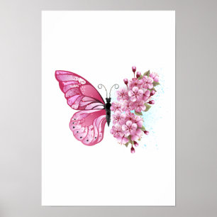 Bloemvink met roze Sakura Poster