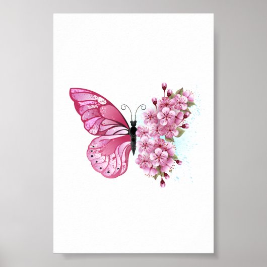 Bloemvink met roze Sakura Poster (Voorkant)