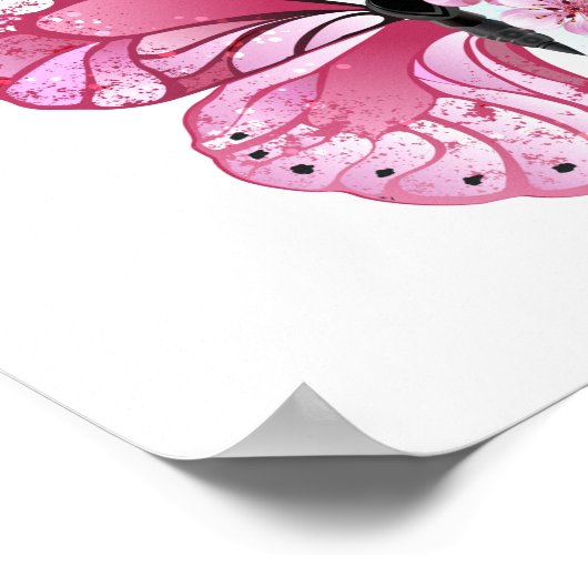 Bloemvink met roze Sakura Poster (Hoek)