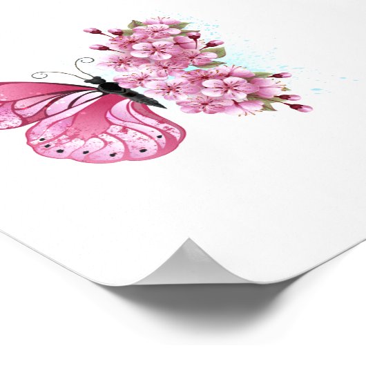 Bloemvink met roze Sakura Poster (Hoek)