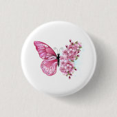 Bloemvink met roze Sakura Ronde Button 3,2 Cm (Voorkant)