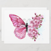 Bloemvink met roze Sakura Save The Date (Voorkant / Achterkant)