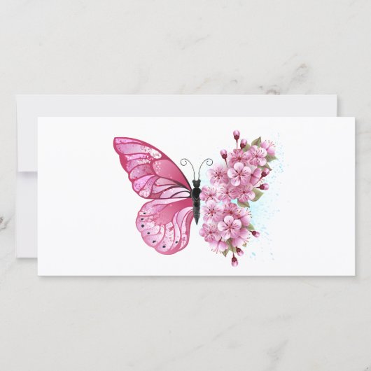 Bloemvink met roze Sakura Save The Date (Voorkant)