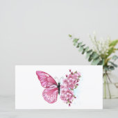 Bloemvink met roze Sakura Save The Date (Staand voorkant)