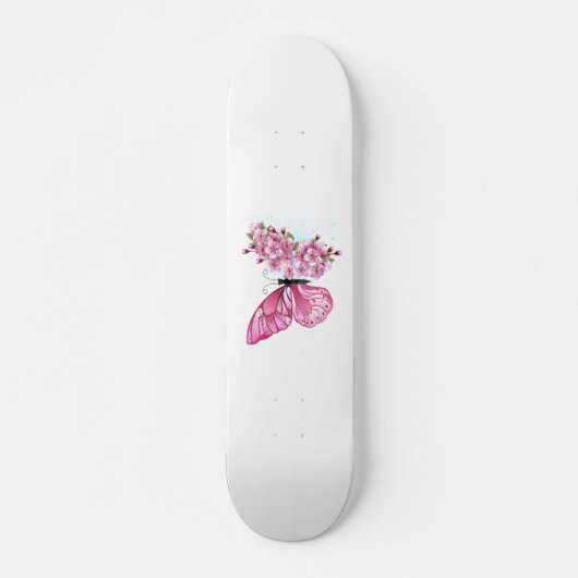 Bloemvink met roze Sakura Skateboard (Voorkant)