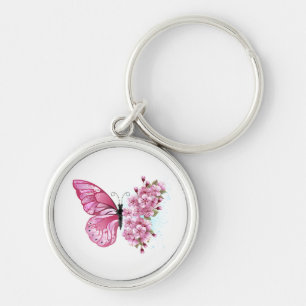 Bloemvink met roze Sakura Sleutelhanger