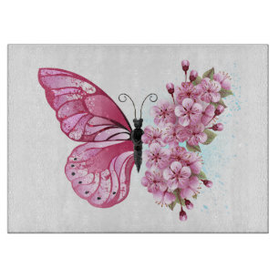 Bloemvink met roze Sakura Snijplank