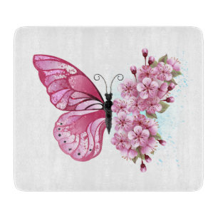 Bloemvink met roze Sakura Snijplank