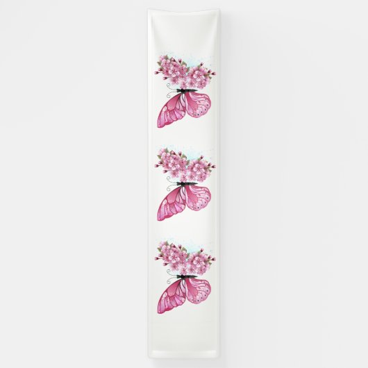 Bloemvink met roze Sakura Spandoek (Verticaal)