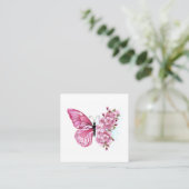 Bloemvink met roze Sakura Vierkante Visitekaartje (Staand voorkant)