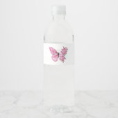 Bloemvink met roze Sakura Waterfles Etiket (Voorkant)