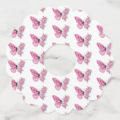 Bloemvink met roze Sakura Wijnglaslabel (Achterkant)