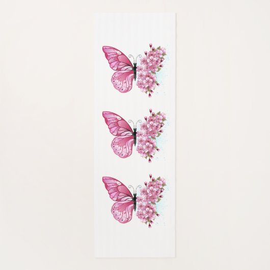 Bloemvink met roze Sakura Yogamat (Achterkant)