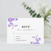 Bloemviolet RSVP Kaartje (Staand voorkant)