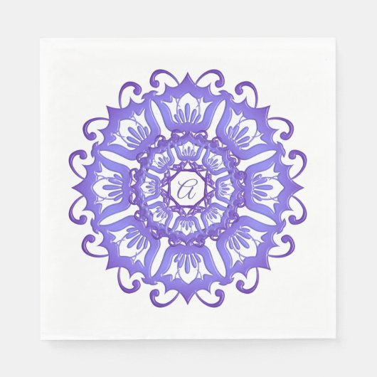 Bloemviolette mandala. Monogram. Servetten (Voorkant)