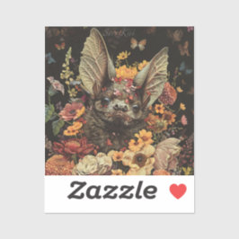 Bloemvleermuis in zwarte Sticker