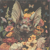 Bloemvleermuis in zwarte Sticker (Voorkant)