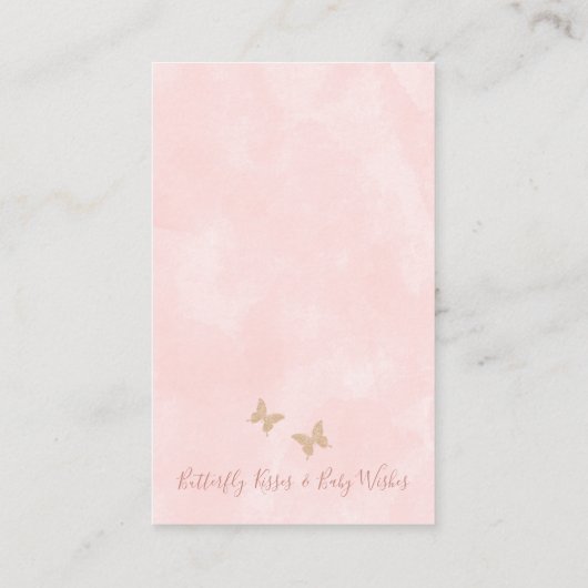 Bloemvlinder Kusjes Baby Shower Boek Verzoek B Visitekaartje (Achterkant)