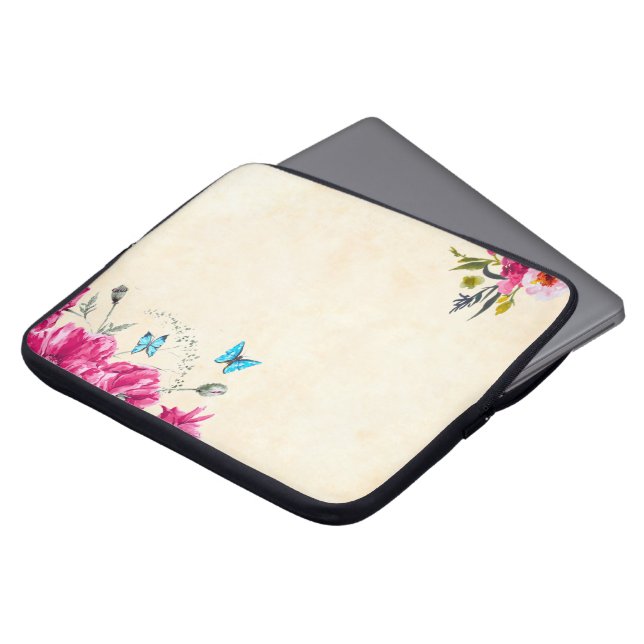 Bloemvlinder Laptop Sleeve (Voorkant top)