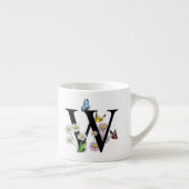 Bloemvlinder Monogram Initial Letter W Espresso Kop (Rechts)