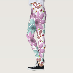 Bloemvlinder Naadloos Patroon Roze en Mintgroen Leggings