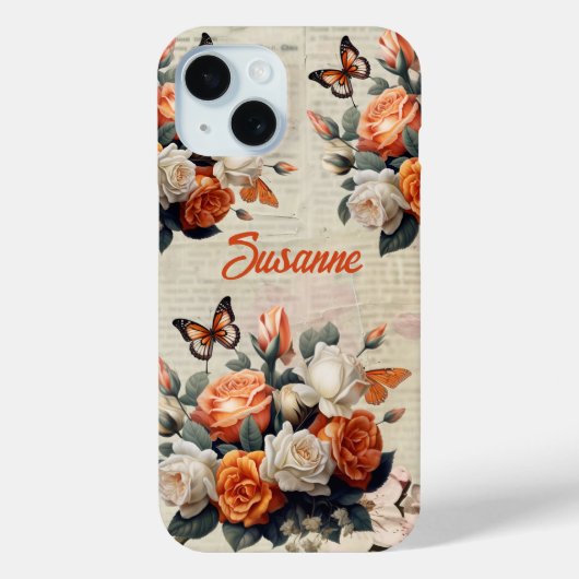 bloemvlinders gepersonaliseerd Case-Mate iPhone case (Achterkant)