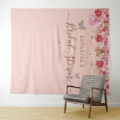 Bloemvlinders Roze Bruiloft Tapijt Wandkleed (In Situ (horizontaal))