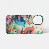 bloemvogels botanisch patroonmonogram iPhone hoesje (Achterkant horizontaal)