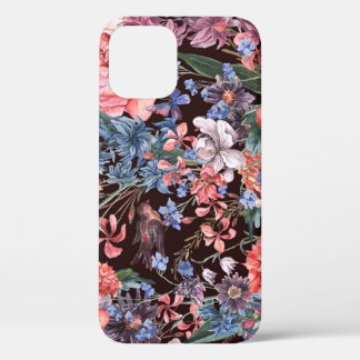  bloemvogels: Waterverf elegantie. iPhone 12 Hoesje