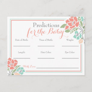 Bloemvoorspellingen voor Baby shower, Koraal Blauw Uitnodiging Briefkaart