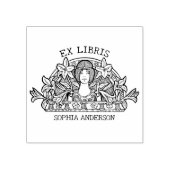  Bloemvrouw Bibliotheek Boek Ex Libris Rubberstempel (Afrduk)
