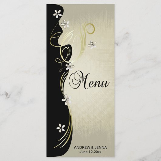 bloemwervelingen | Zwart, Goud, Wit Menu (Achterkant)