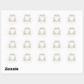 Bloemwit Elegant groen Crest Envelope Ronde Sticker (Vel)