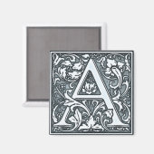 bloemzilvermonogram - A Magneet (Voorkant / Achterkant)