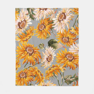 Bloemzonnebloemen zijn prachtig, naadloos vlekje fleece deken