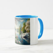 Bloemzwanenmeerveer kunstwerk mok (Voorkant rechts)