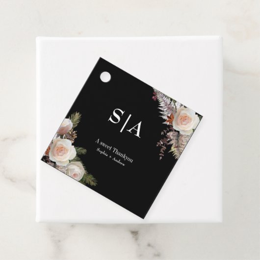Bloemzwart elegent | dank u Terracotta Bruiloft Bedankjes Labels (In situ)