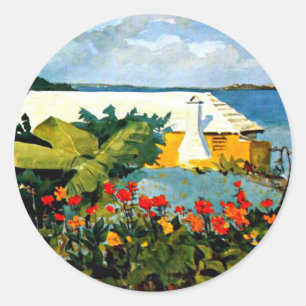 Bloertuin en -bungalow door Winslow Homer Ronde Sticker