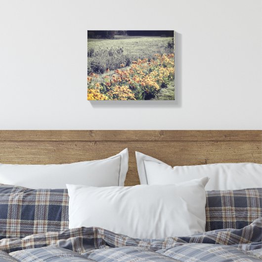 Bloertuin in zwart-wit canvas afdruk (Insitu (Slaapkamer))