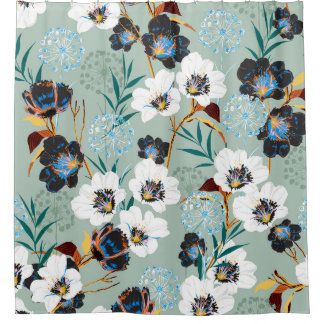 Bloesem Botanisch  bloemmotief Douchegordijn