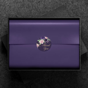 bloesem   Donker Paarse en Roze Rose Dank U Ronde Sticker