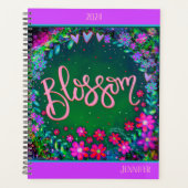 Bloesem Inspirerende Groene Bloemen Gepersonalisee Planner (Voorkant)