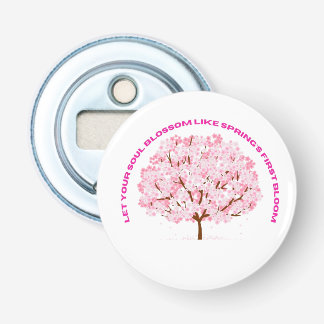 Bloesem Sereniteit – Roze Bloesem Boom Kunst Button Flesopener