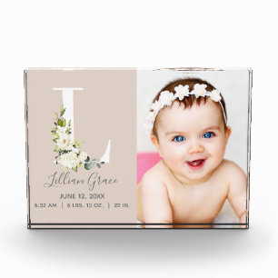 Bloesemblush letter L Photo Monogram Geboortestatu Fotoblokken