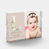 Bloesemblush letter L Photo Monogram Geboortestatu Fotoblokken (Links)