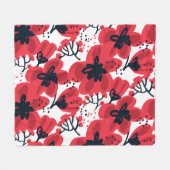 Bloesemrood: Abstract handgetekend patroon. Fleece Deken (Voorkant (Horizontaal))