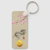 Bloesems Chinese Draak Nieuwjaar Monogram RecK Sleutelhanger (Achterkant)